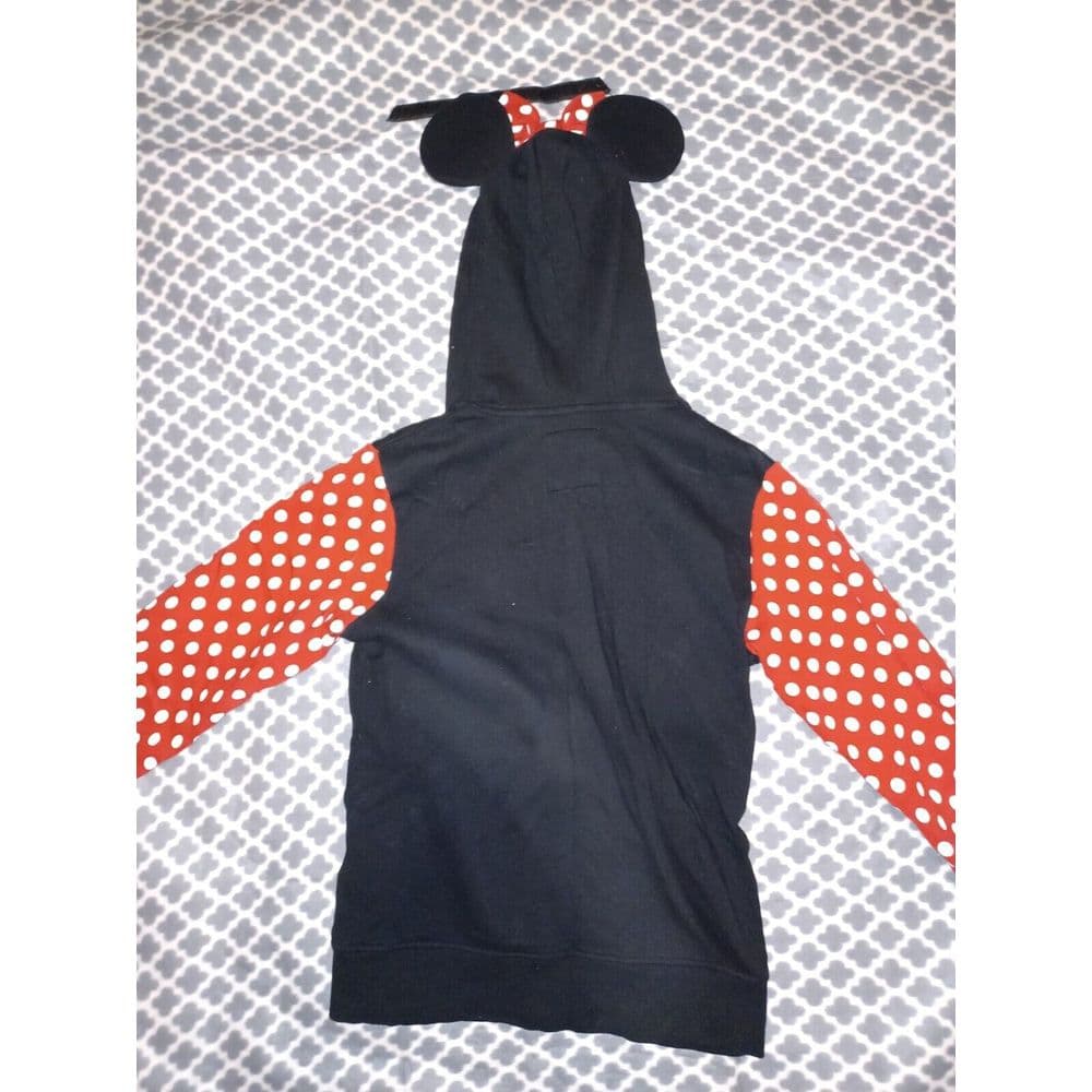 Disney Parks Minnie Mouse Hoodie Sweatshirt Small Ears Black Red White - Thumbnail 6