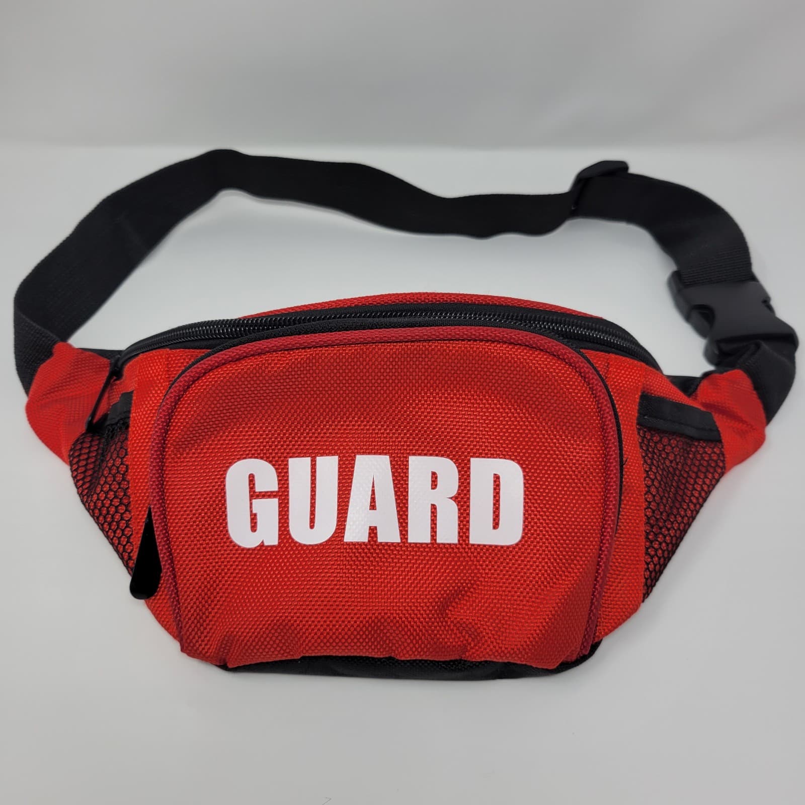GUARD Waist Fanny Pack Red Adjustable 30"-41" Belt Bag with Whistle - Thumbnail 2