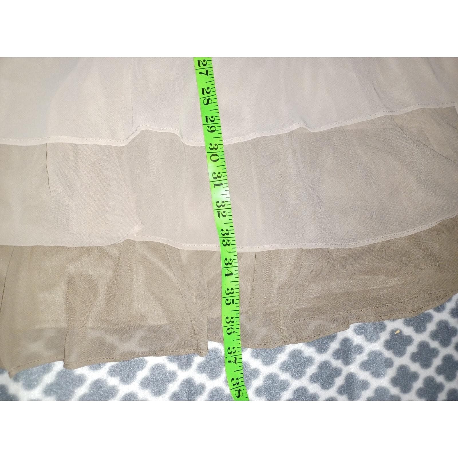 Short 3 Tiered Goddess Dress Beaded Neck Line Elegant Stone 36 3/4" L Sz 14 - Thumbnail 8
