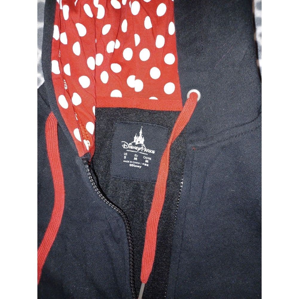 Disney Parks Minnie Mouse Hoodie Sweatshirt Small Ears Black Red White - Thumbnail 4