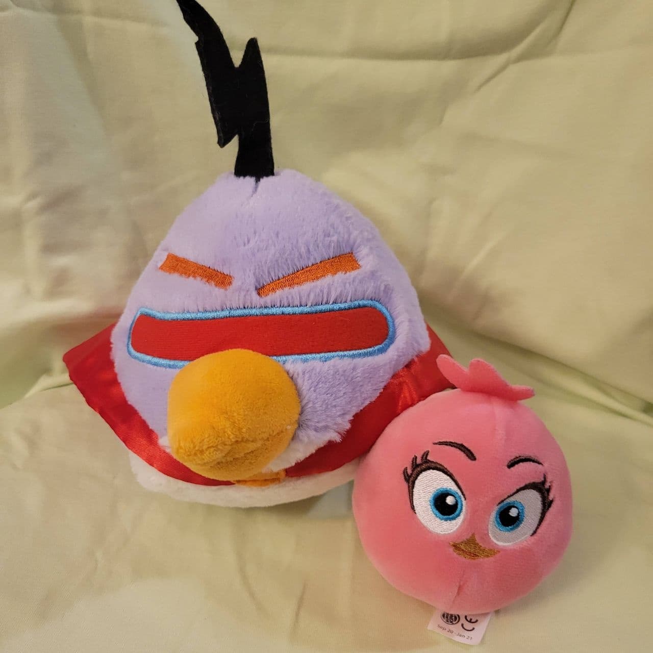Angry Birds Plush Lot Stella Pink Bird & Mighty Eagle Superhero Purple 7" Rovio - Image 1