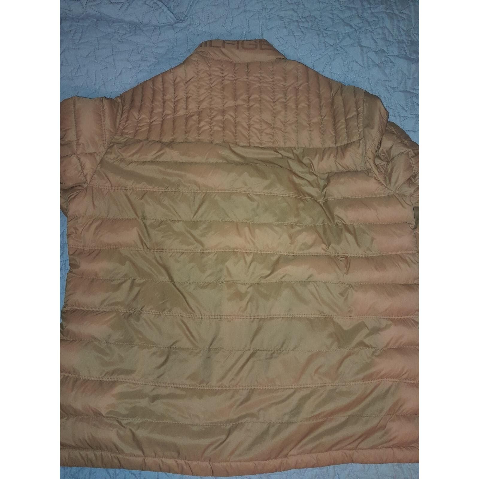 Tommy Hilfiger Women Jacket Mustard Puffer Logo Pockets Collar Sz L Natural Down - Thumbnail 9