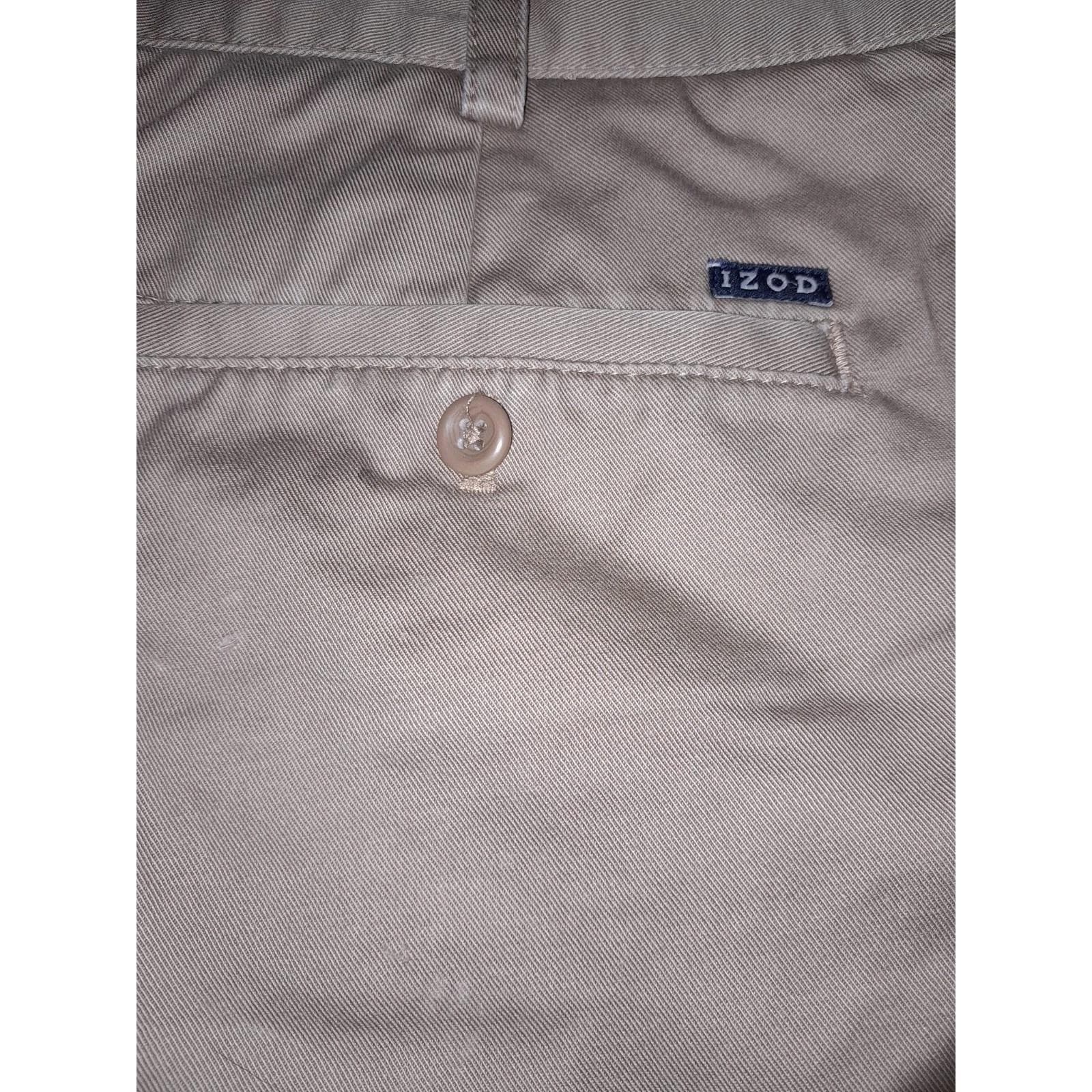 IZOD American Chino 38"x31" (40"x30.5") Classic Khaki Flat Front Straight Pants - Thumbnail 5