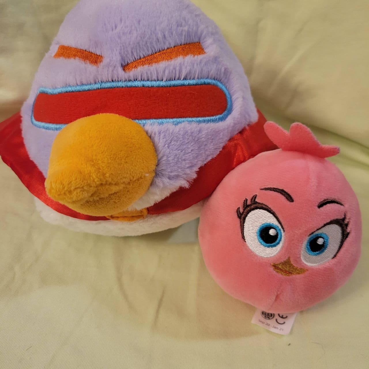 Angry Birds Plush Lot Stella Pink Bird & Mighty Eagle Superhero Purple 7" Rovio - Thumbnail 2