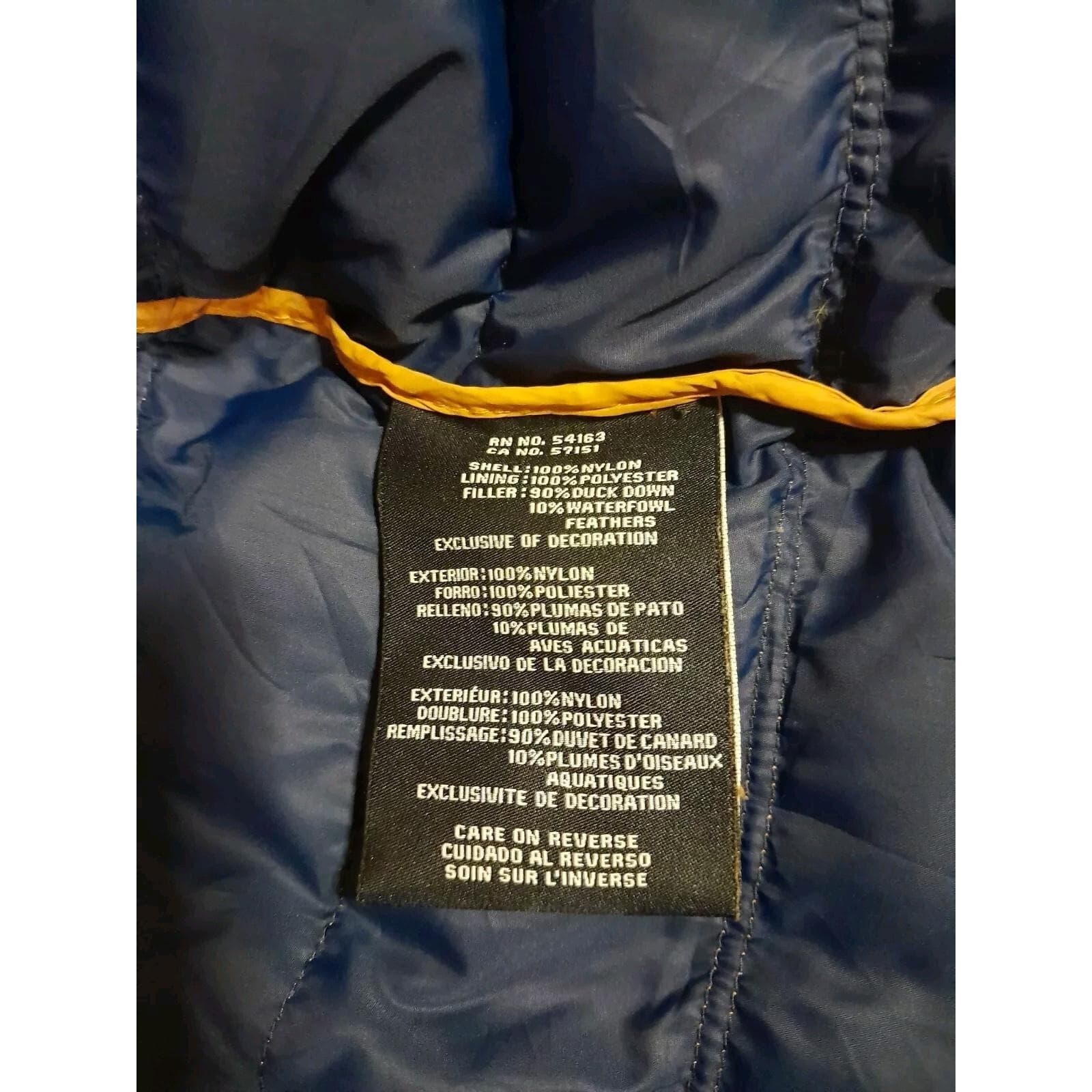 Tommy Hilfiger Women Jacket Mustard Puffer Logo Pockets Collar Sz L Natural Down - Thumbnail 3