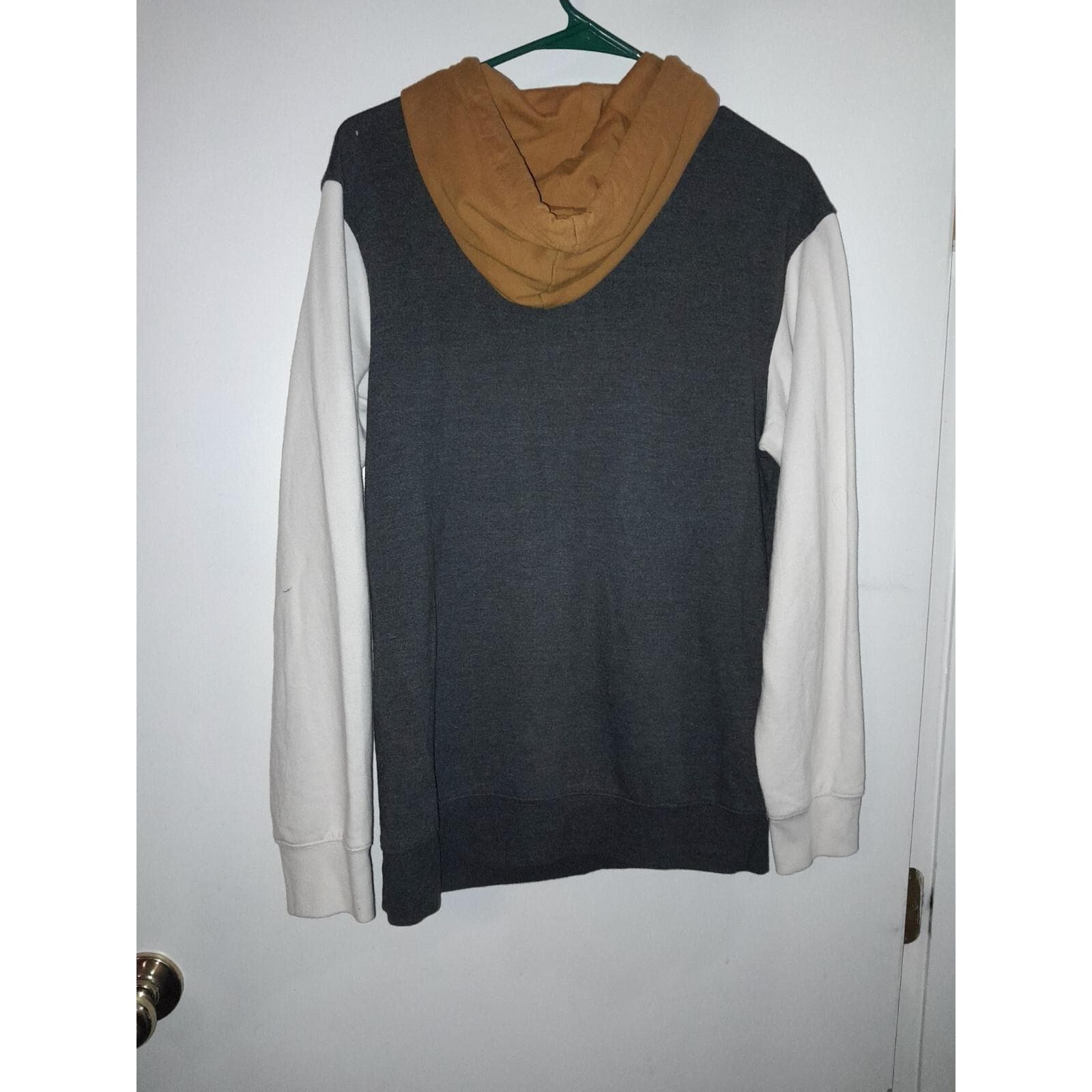 Original Use Color Block Hooded Long Sleeve Gold Black Off White t-shirt Small S - Thumbnail 4