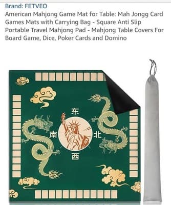 FETVEO Mah Jongg Game Board Dragons Theme Anti Slip Portable with Carrying Bag - Image 1
