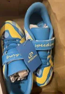 Speeding Unisex Youth Soccer Cleats Blue Size 3 Firm Ground Training Shoes - Thumbnail 2