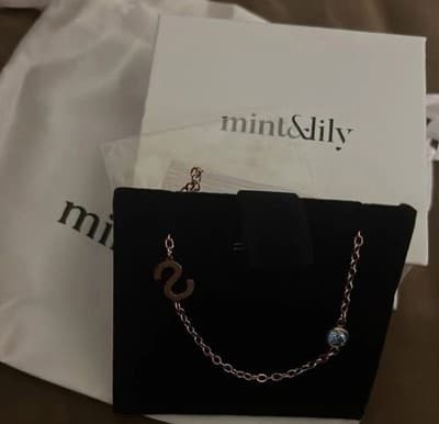 mint&lily Initial Necklace Tanzanite Birthstone 18k Rose Gold Plated Pendant - Image 1