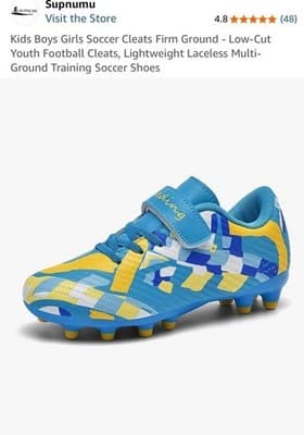 Speeding Unisex Youth Soccer Cleats Blue Size 3 Firm Ground Training Shoes - Image 1
