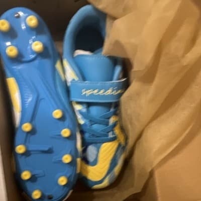 Speeding Unisex Youth Soccer Cleats Blue Size 3 Firm Ground Training Shoes - Thumbnail 3