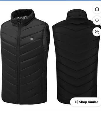 Men's Heated Black Vest Stand-Up Collar Zip Three Temperature Control Size M - Image 1