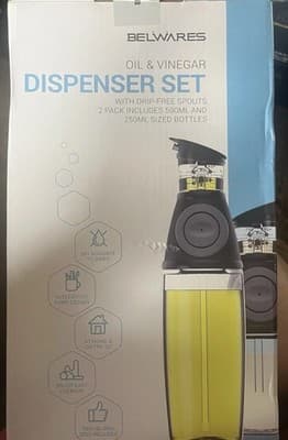 Belwares Oil & Vinegar Dispenser Set 2-Pack Drip-Free Spouts 250/500mL - Image 1