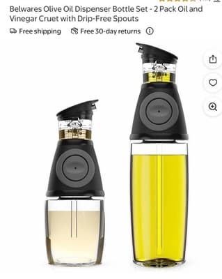 Belwares Oil & Vinegar Dispenser Set 2-Pack Drip-Free Spouts 250/500mL - Thumbnail 2