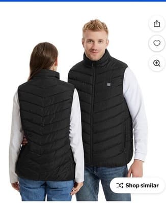 Men's Heated Black Vest Stand-Up Collar Zip Three Temperature Control Size M - Thumbnail 3