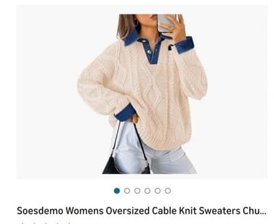 Soesdemo Women’s Oversized Relaxed Fit Cable-Knit Collared Button Sweater XL - Image 1