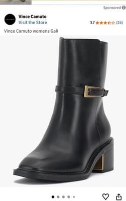 Vince Camuto Gali Black Nappa Ankle Bootie 5 Almond Toe Decorative Belt Buckle - Thumbnail 2