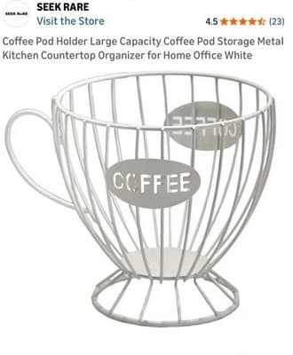 SEEK RARE Metal Coffee Pod Holder Large White Freestanding Easy to Clean - Image 1