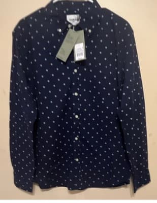 Goodfellow & Co The Every Wear Slim Fit Floral Button-Down Shirt Navy Cotton L - Image 1