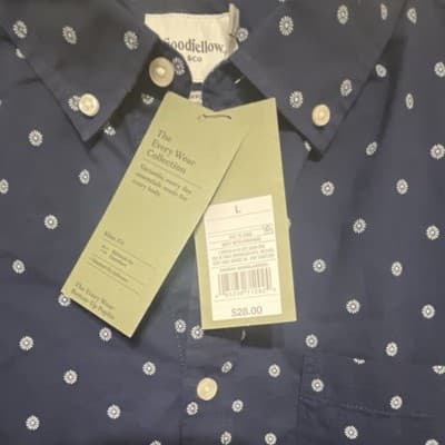 Goodfellow & Co The Every Wear Slim Fit Floral Button-Down Shirt Navy Cotton L - Thumbnail 2