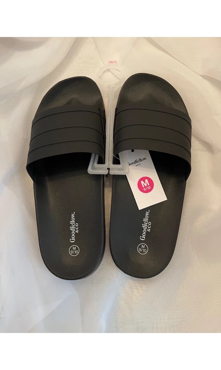 Goodfellow & Co Men's Black Slide Sandals Slip-On Plastic Upper Size 9/10 - Image 1