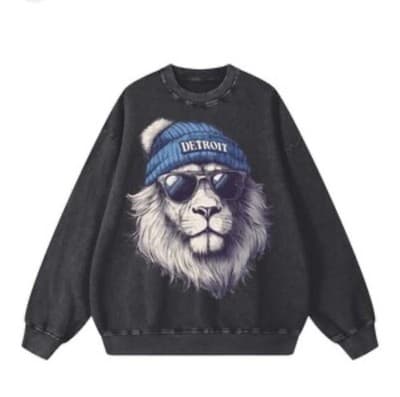 Comfort Colors Detroit Lion Graphic Men's Sweatshirt – Black – 3XL - Image 1