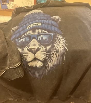 Comfort Colors Detroit Lion Graphic Men's Sweatshirt – Black – 3XL - Thumbnail 2