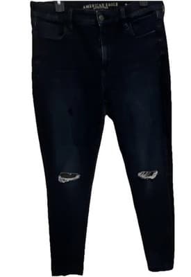American Eagle Outfitters Women's Skinny Jeans Distressed Dark Blue - Image 1