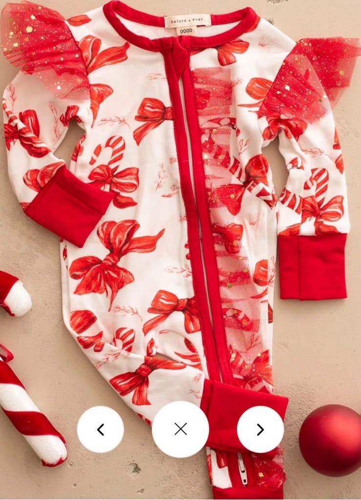 before & ever Baby One-Piece Coverall 0-3M Red/White Bow Zip Long Sleeve Mesh - Image 1