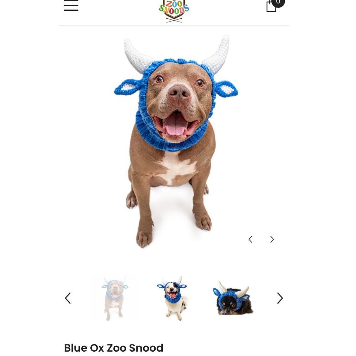 Zoo Snoods Blue Ox Dog Costume Snood Blue White Animals & Nature Theme - Image 1
