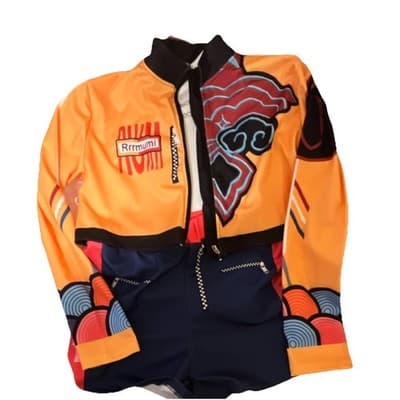 SAVITO Pop Idol Cosplay Outfit Girls Size 130 Orange Navy Blue Polyester - Thumbnail 2