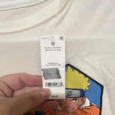 OshKosh Boys Naruto & Sasuke Graphic T-Shirt White Size 10 Cotton Crew Neck - Thumbnail 2