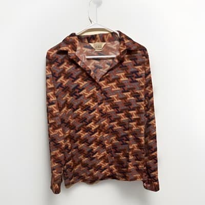 Sears The Fashion Place Geometric Button-Front Shirt 100% Polyester Size 18 - Image 1
