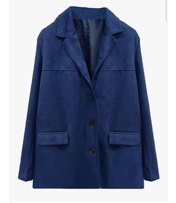 X&Z Women's Deep Blue Mid-Length Blazer Jacket XL Collared Button Long Sleeve - Image 1