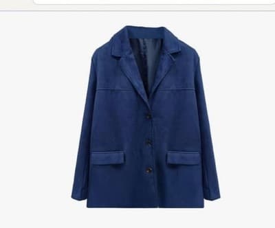 X&Z Women's Deep Blue Mid-Length Blazer Jacket XL Collared Button Long Sleeve - Thumbnail 2