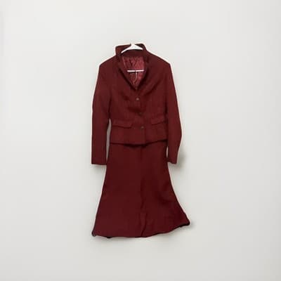 Women's Red Skirt Suit Set M Business Jacket & Skirt Polyester Wool Acrylic - Image 1