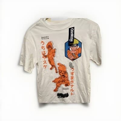 OshKosh Boys Naruto & Sasuke Graphic T-Shirt White Size 10 Cotton Crew Neck - Image 1