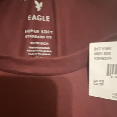 American Eagle Outfitters Super Soft Standard Fit Maroon Men's XS - Thumbnail 2