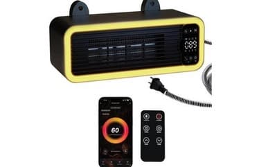 CATBOAT 1200W Pet Heater Black/Yellow Timer Remote/App Wi-Fi 3-Heat 120V