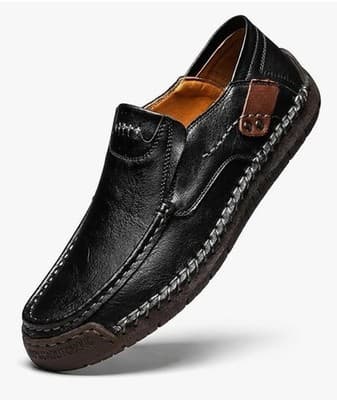 Greks Men's Size 13 Black Hamdmade Leather Slip on Loafers.