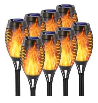 EOYIZW 8 Pack Solar Tiki Torch Lights Flickering Flame LED IP65 Outdoor