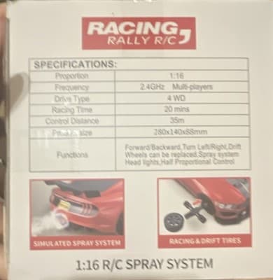 HB Toys 1:16 Racing Rally RC Car 4WD Electric Spray System Black Gray - Thumbnail 4