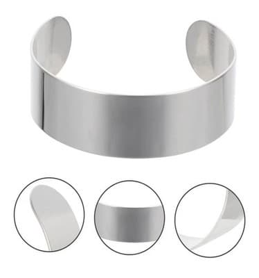 Veemoon Adjustable Cuff Bangle 304 Stainless Steel Silver Bracelet Blanks - Thumbnail 2