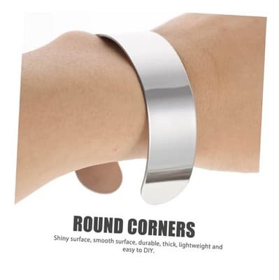 Veemoon Adjustable Cuff Bangle 304 Stainless Steel Silver Bracelet Blanks - Thumbnail 3
