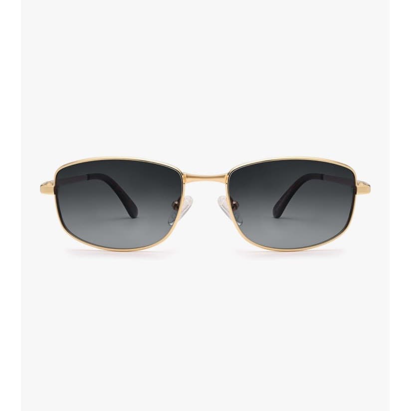 Polarized Rectangle Retro Metal Frame Sunglasses Gold Gray Lens UV400 Women