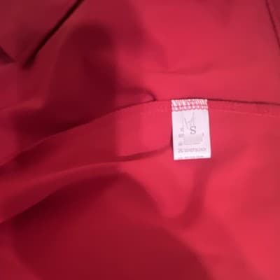 Generic Bodycon Midi Dress S Red Mesh Long Sleeve Square Neck Ruched Ruffle - Thumbnail 2