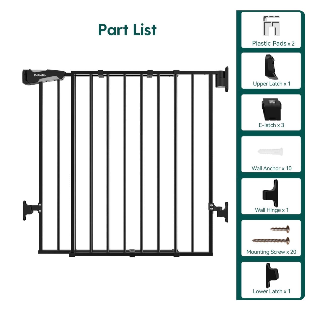 Babelio Baby Gate No Threshold Bar 43 Inch Walk-Thru - Thumbnail 7