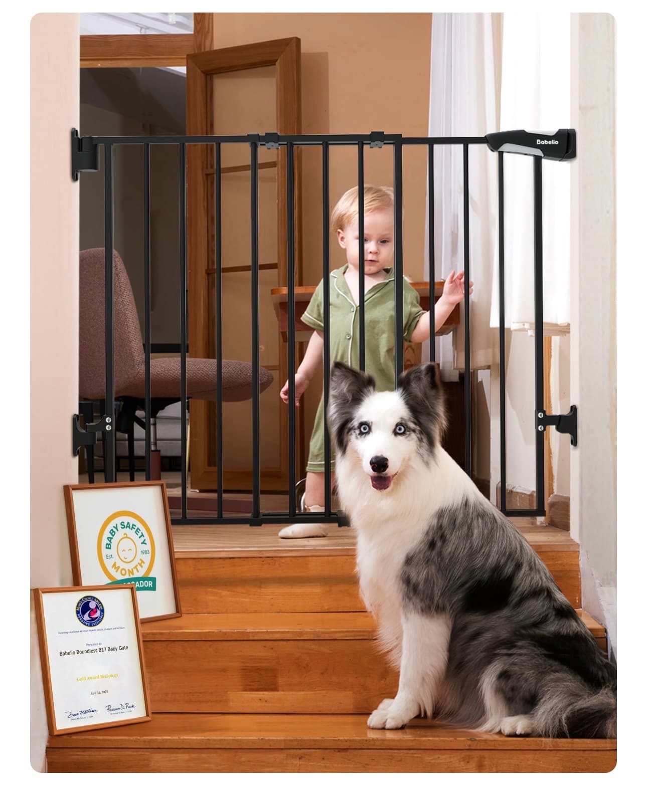 Babelio Baby Gate No Threshold Bar 43 Inch Walk-Thru - Image 1