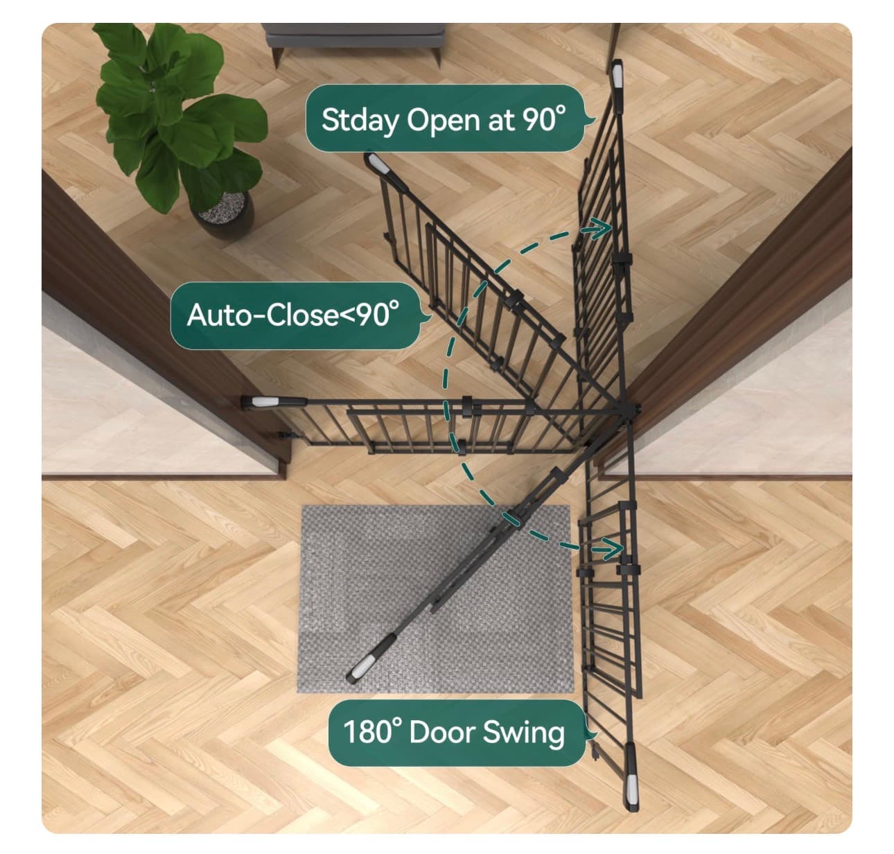Babelio Baby Gate No Threshold Bar 43 Inch Walk-Thru - Thumbnail 5