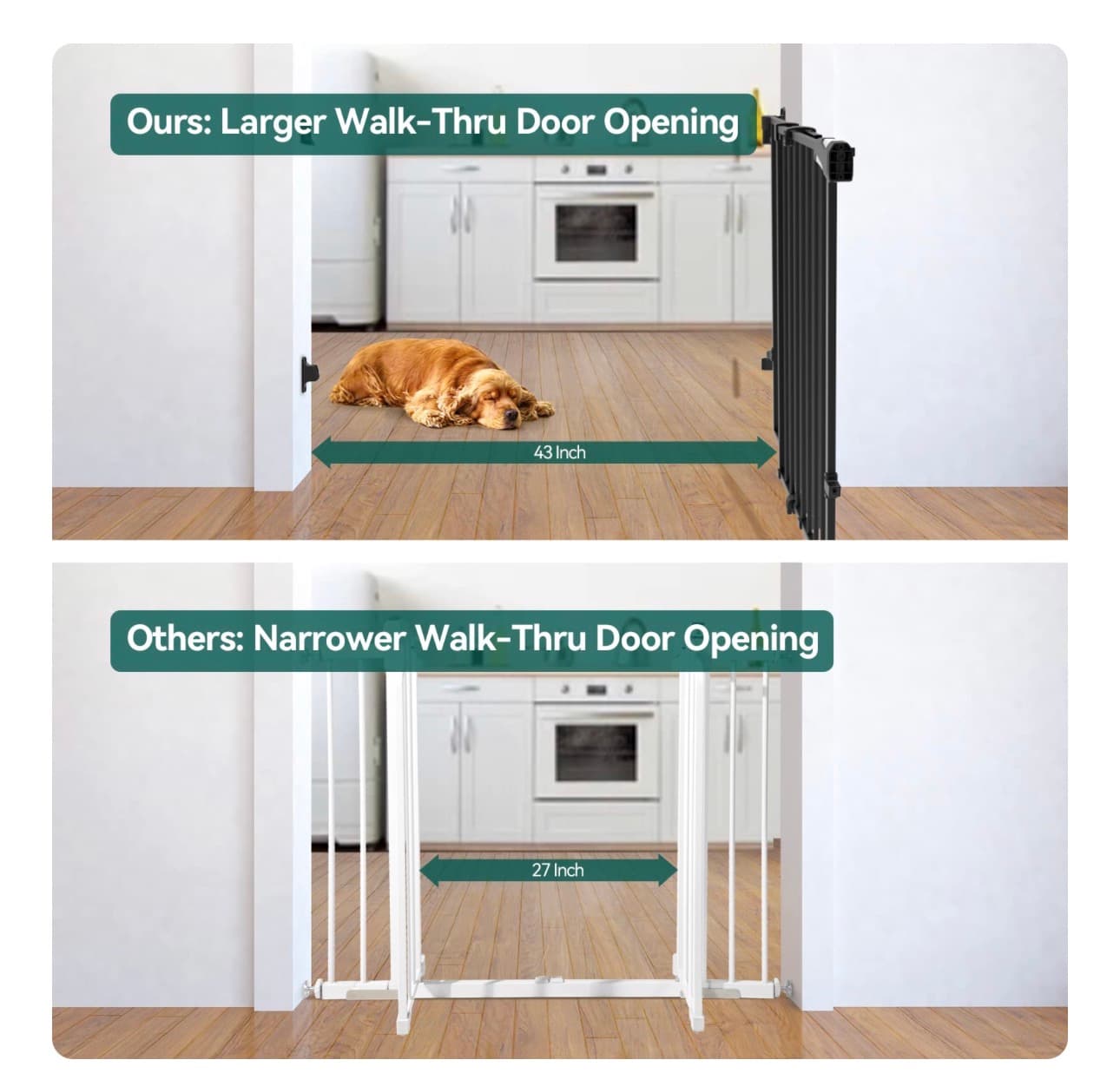 Babelio Baby Gate No Threshold Bar 43 Inch Walk-Thru - Thumbnail 3
